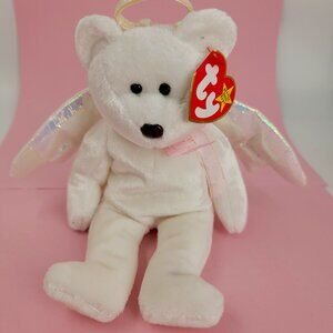 Halo TY Beanie Baby White Angel Bear Retired New W Tag
